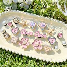 20 pezzi Accessori fai-da-te in oro rosa a forma di fiore, conchiglia, stella marina, cuore, decorazioni per scarpe, adatte per sandali traforati, eleganti e alla moda, regalo per la fidanzata - Dorato - Visualizzare 1