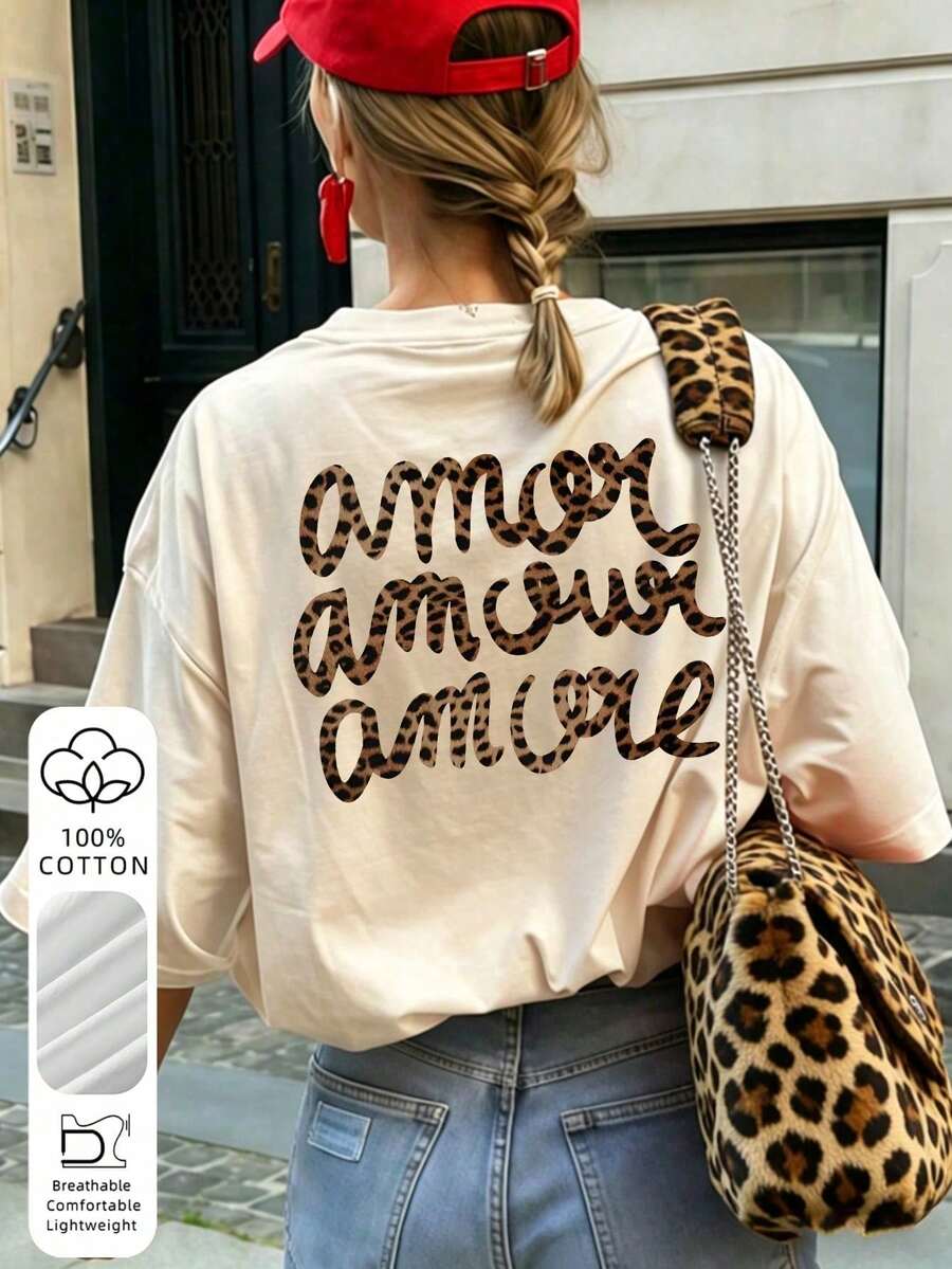 Women's Loose-Fitting Beach Granny Style T-Shirt With Sea Turtle Graphic, Breathable Cotton, Crew Neck, Short Sleeves, White Beach Style LODA - 白色 - 查看 1