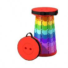 1pc Rainbow Telescopic Stool, Portable Plastic Folding Stool, Adjustable Height, For Outdoor, Train Queue, Fishing - Multicolor - View 8
