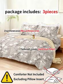 2/3件組花卉印花被套組，超柔軟透氣頂級微纖維四季床寢，可機洗，抗褪色/抗起球/抗縮水/抗皺，適用單人/雙人/加大/特大床，INS現代清新風，易打理，送禮佳品 - 彩色 - 查看 10