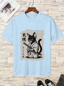Cotton T-Shirt For Boys Cat Samurai - Multicolor - View 1