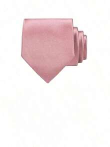 1pc Solid Color Men's Tie Set, Men's Business Formal (8cm) Tie 1pc, Cufflinks 1 Pair Set, Suitable For Business Workplace, Wedding Party - Dusty Pink - View 2