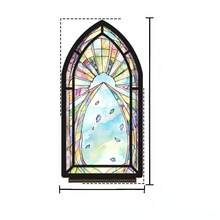 Christian Gothic Vintage 2D Acrylic Tabletop Ornament,Pointed Cathedral Arch Frame,Faux Stained Glass Golden Cross Purple Floral Sky Art Desk Decor,Bookshelf Display Gift For Catholic Believers & Faith Home Decor Lovers - 1PC - View 10
