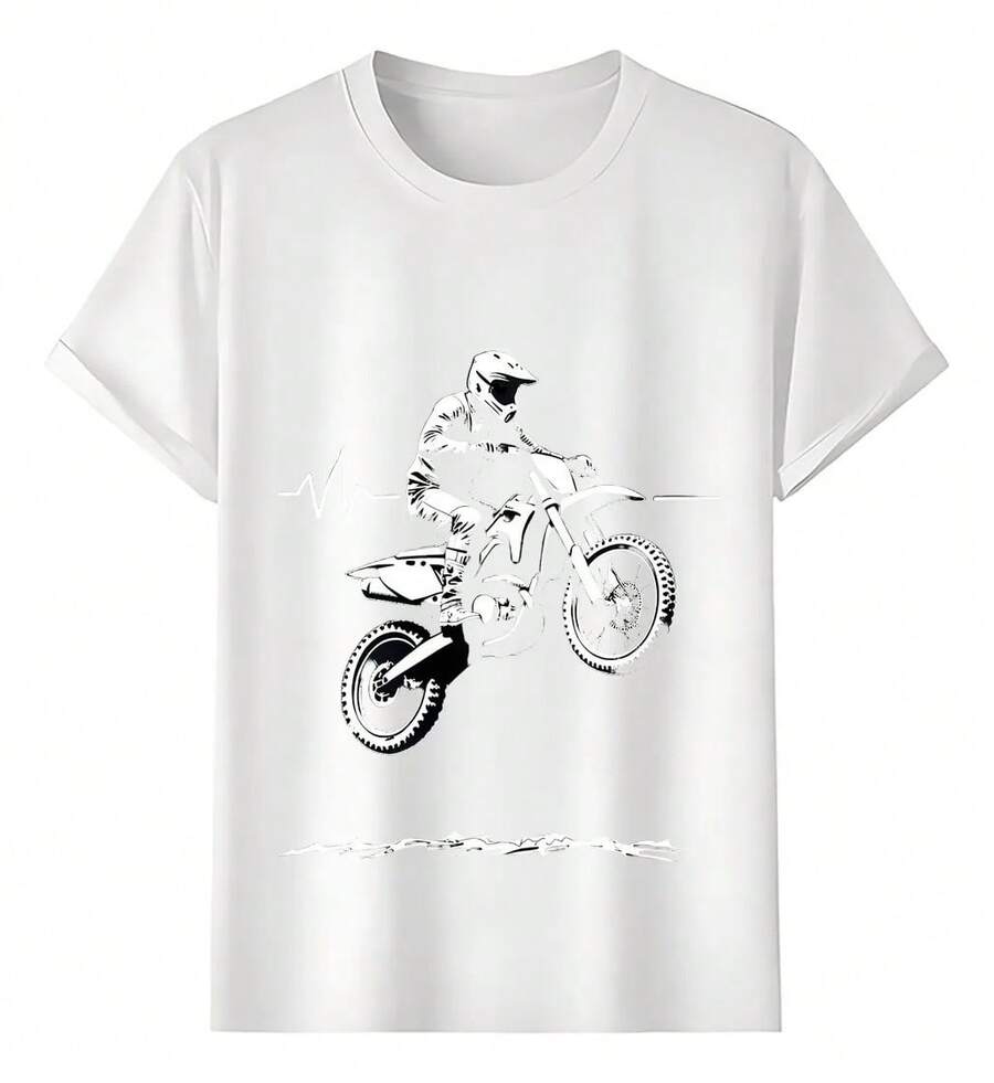 Playeras Motociclista En Salto Con Ritmo Cardíaco - Blanco - Ver 1