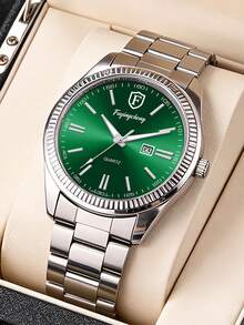 FUYINGCHENG Nouvelle montre-bracelet pour homme d'affaires avec calendrier, en matériau composite, cadran extra large. Montre de luxe pour couple, convient pour le port quotidien, les occasions haut de gamme, la Saint-Valentin, la Fête des Pères - Argent - Voir 9