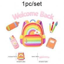 WELCOME Back To School Season Party Decoration Backdrop Set Classroom Door Sticker Holiday Celebration Banner With Backpack, Pencil, School Bus, Apple, Maple Leaf And Stationery - Multicolor - View 7