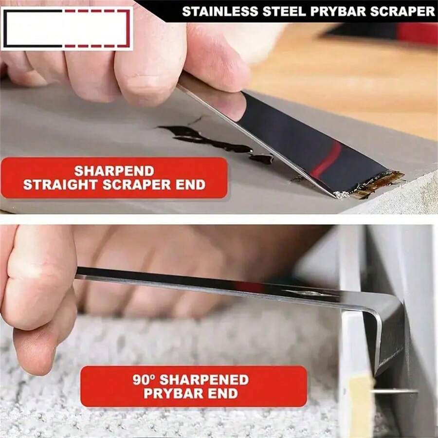 Stainless Steel Pry Bar & Scraper Set, Large Flat Pry Bar With Sharp Right Angle And 90-Degree End, Metal Hand Tool For Woodworking And Beehive Maintenance - Multicolor - View 1