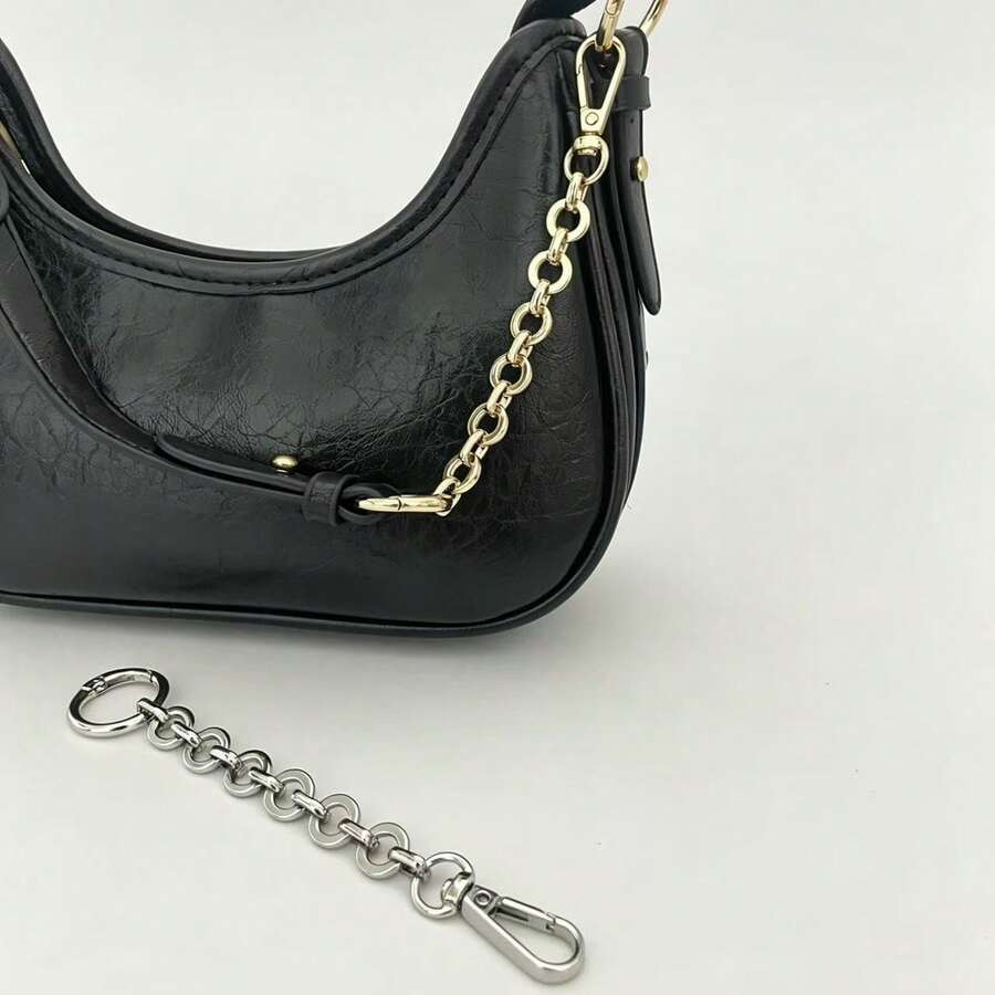 1pc Handbag Extended Chain Strap With Buckle, Leather Strap Extender, Durable Color, Alloy External Extended Chain, Handbag Shoulder Crossbody Bag Chain, Underarm Bag Extended Metal Chain, DIY Bag Chain Accessory - Multicolor - View 1