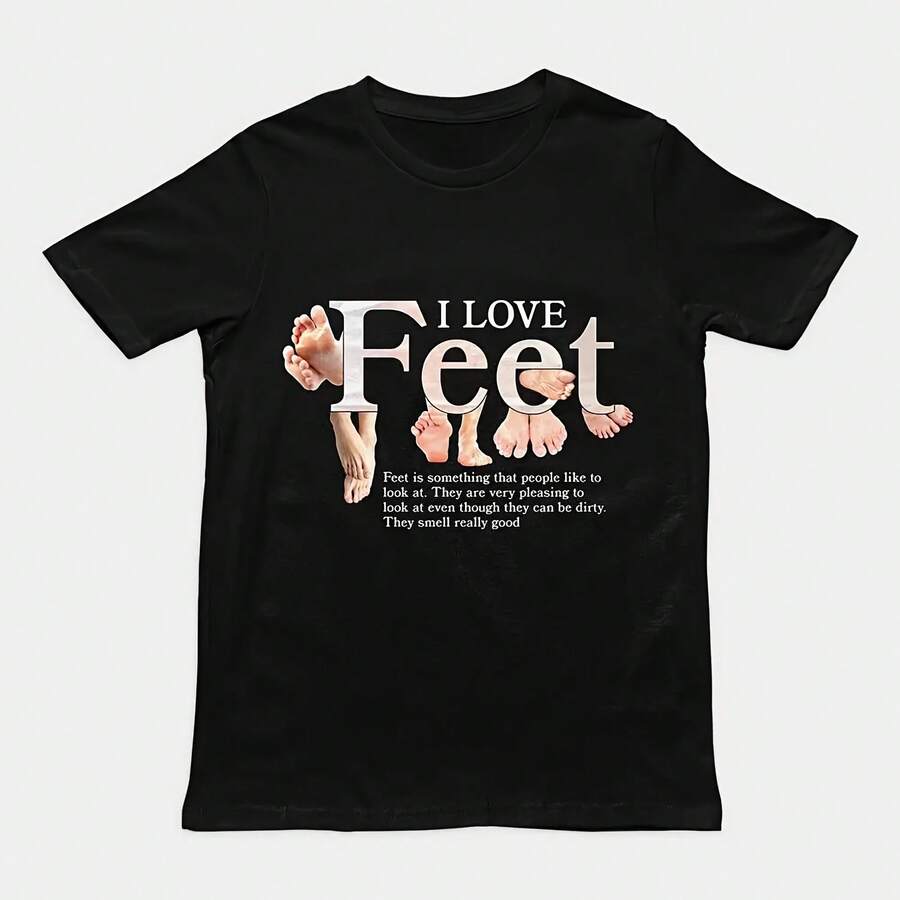 Camiseta I Love Fees Y2K Vintage estampada de algodón de manga corta Casual moda ropa informal suelta cuello redondo Top deportivo Unisex - Multicolor - Ver 1