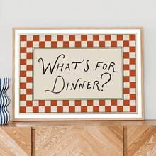 1pc Canvas Wall Art With Frame, "What To Eat Tonight?" Canvas Mural, Vintage Red Plaid Border Kitchen Quote Painting, Retro Cursive Text Art, Stylish Poster For Dining Room And Kitchen, Fun Food Lover Home Decor Gift, Home Decor, Room Decor Aesthetic, Apartment Decor, Bedroom Decor, Living Room Decor, Best Gift For Friends, Housewarming Gift, Mother's Day Decor, Father's Day Poster, Wedding Gift, Campus Poster - Text Poster - View 11