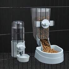 Pet Automatic Feeding Cage Hanging Bowl Water Bottle Food Container Puppy Cat Rabbit Bird Feeder Pet Product - Dispensador de agua azul - Ver 6