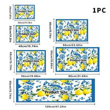 1pc Dish Drying Mat, Coffee Machine Mat, Lemon Floral With Blue Vintage Pattern Print Polyester Fiber Absorbent Mat, Highly Absorbent, Durable, Suitable For Dining Table, Cafe And Other Scenes, Fresh And Elegant Design Fits Various Dining Spaces, Multi-Purpose Drainage Mat, Home Gift, Tabletop Decor - XYLSD-500 - View 17