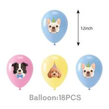 Set de Decoraciones para Fiesta de Cumpleaños de Perro, Tema de Cachorro, Banner de FELIZ CUMPLEAÑOS, Globos, Adorno para Pastel, Espirales para Niños, Fiesta de Cumpleaños Canina - Verde militar - Ver 16