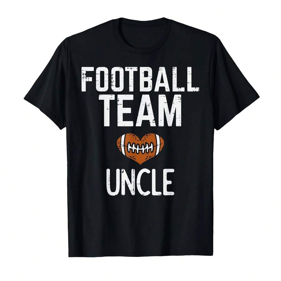 Men's T-Shirt With American Football Heart Design, For Uncle And Family, Matching - Multicolor - View 1