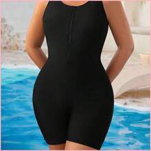 Swim SPRTY Traje de baño entero unicolor con espalda descubierta para mujer talla grande, para el verano - Rosa Fucsia - Ver 6