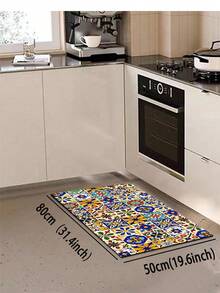 1pc Bohemian Style Kitchen Floor Mat, Cushioned And Anti-Fatigue Design, Mexican Colorful Tile Pattern, Rubber Non-Slip Standing Mat, Suitable For Laundry Room, Sink, Desk And Other Areas - Multicolor - View 13