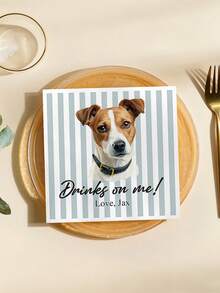 Personalized Striped Pet Portrait Napkins From Photo, Wedding Paper, Cat Napkins - Multicolor - View 6