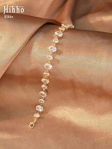 Hihho 1 pieza Pulsera de circonita ovalada, pulsera elegante y brillante que ilumina la piel, adecuada para uso diario, reuniones y fiestas de fogata, combinación de colores aleatoria - Pulsera - Ver 13
