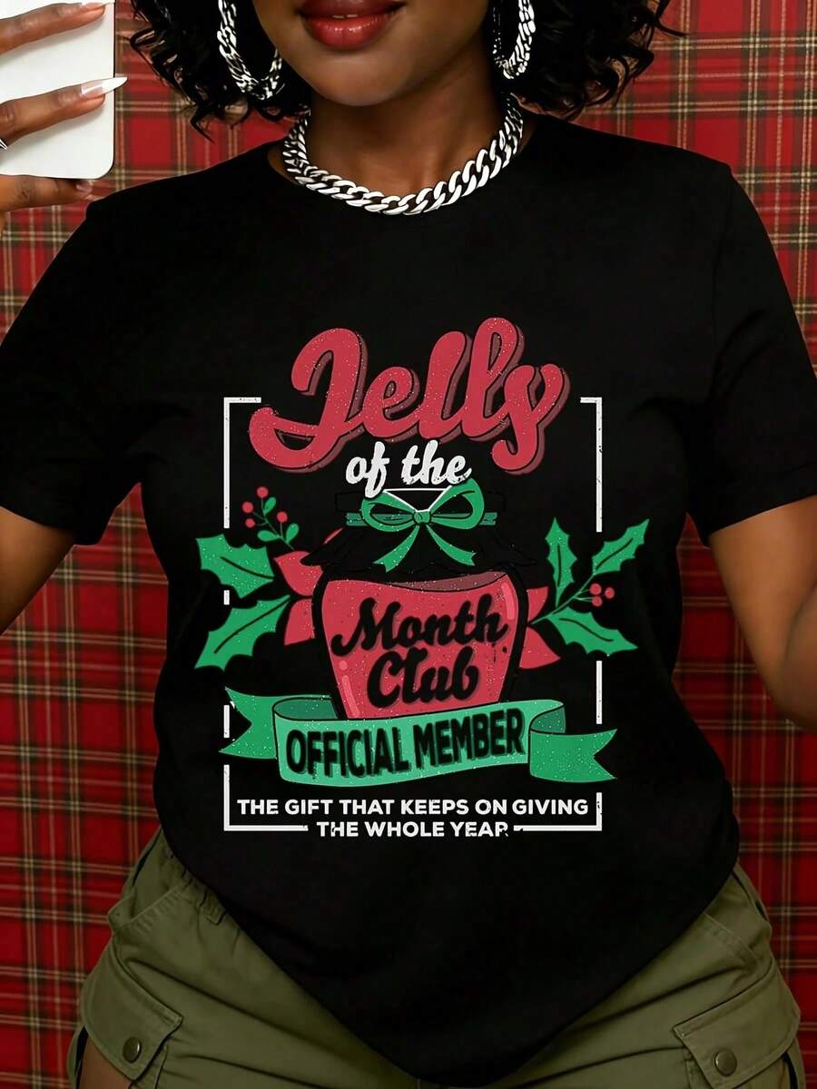Regalo oficial para miembros del Club Jelly Of The Month que sigue regalando todo el año: Camiseta navideña para mujeres, hombres y unisex, de algodón, blanca y negra, estilo casual. - Negro - Ver 1