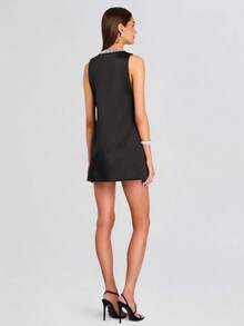 Sleeveless Multicolor Dress With Rhinestones, Perfect For Vacations And Casual Getaways - Bestseller - Black - View 4
