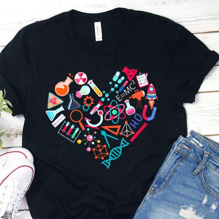 Top de cuello alrededor con diseño científico, ropa para mujer del 4 de julio, conjuntos de vacaciones, ropa de verano para mujeres, ropa para mujer de talla extra, ropa casual y ropa de est - Negro - Ver 1