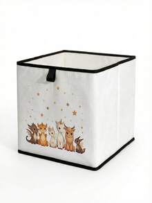 1pc Cartoon Animal Print Open Storage Bin, Baby Diaper & Toy Organizer Basket, Foldable, Baby Room Storage Box, Stackable Storage Box, Drawer-Style Durable Multifunctional Space-Saving Design For Home, Dorm, Home Organization, Underbed Storage - Multicolor - View 4