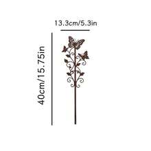 1件鄉村風金屬蝴蝶花園插樁 - 30.48cm 裝飾性植物支撐架 & 花朵持有器，適用於庭院藝術裝飾，具有生鏽效果的風化表面 - 40CM/15.75in - 查看 6