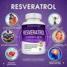Resveratrol Supplement 1800 Mg Antioxidant Complex - Highly Potent Natural Trans-Resveratrol Pills For Healthy Aging, Overall Health Support, Immune System, Brain Function, For Men Women, 90 Capsules - 3bottel - 查看 7