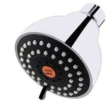 YOO.MEE High Pressure Fixed Shower Head - Strong Powerful Pressure Boosting against Low Flow Showers- 3 Function Wall Mount Rain Shower - Removable Water Restrictor - Luxury Chrome - como en la imagen - Ver 8