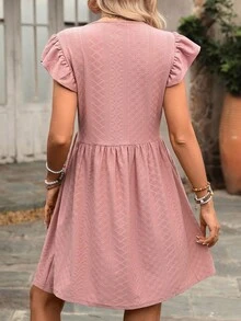 REFRESH YOUR WARDROBE NOW! French-Style Day Dress, V-Neck, Short Sleeves With Romantic Ruffles, Wide And Flowing Skirt, The Essence Of Country Chic For Walks In The Sun - 白色 - 查看 6