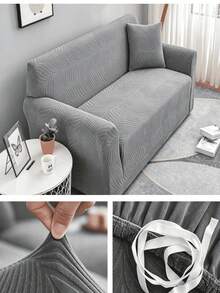 1PC Fleece Sofa Cover [Each Size Comes With One Pillowcase]Pet-Proof, Stain-Resistant, Decorative, Suitable For Sofa, Living Room, Bedroom, Dining Room, All Seasons, Various Occasions - Dark Grey - View 5