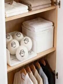 1/3/6 piezas Bolas de lana natural para secadora, reducen la estática, suavizan la ropa, cuidado de la lavandería, patrón de oveja, esencial para el hogar - A - Ver 3