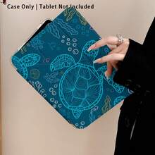 Sea Turtle Pattern Painted Effect Acrylic Crystal Tablet Protective Case, With Stand, Foldable Anti-Bending, Silicone Reinforced Corners, Auto Wake/Sleep Function, Built-In Pen Slot, Multi-Angle Foldable Stand, Perfect Daily Protection, Great Holiday Gift - Multicolor - View 7