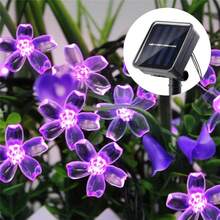 1PC Sakura Solar String Lights 5/7/12/22M 20/50/100/200LED Waterproof Outdoor Festival Garden Decorative Lights - Azul - Ver 4