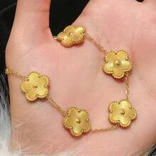 1pc Stainless Steel Heart Clover Stud Bracelet Five-Leaf Clover Bracelet Fashion Versatile Non-Fading Daily Wear Jewelry - Multicolor - View 8