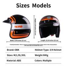 Casco de motocicleta modelo L07 3/4, diseño modular fabricado en material de resina ABS, casco de motocicleta unisex para todas las estaciones y duradero - Casco de tres cuartos 07 - Ver 2