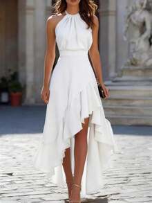 Vestido moderno sofisticado estilo occidental para temporada primavera verano - Blanco - Ver 1