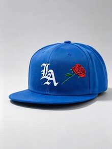 1 Pc Men's And Women's Universal LA Rose Embroidery Hip-Hop Baseball Cap, Adjustable Design, Suitable For Outdoor Sports, Travel And Running - Multicolor - View 5