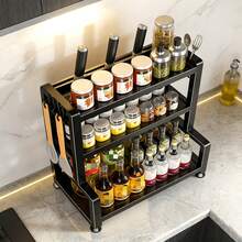 1pc Adjustable 2-3 Tier Kitchen Storage Rack, Spice Rack, Candy Rack, Seasoning Rack, Countertop Storage Rack, Space-Saving For Home And Kitchen, Durable Steel Construction, Suitable For Home And Kitchen, Compact Stove Storage Rack - Kitchen Storage Rack - View 7