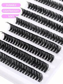 10 Rows 60D D Curl Lash Clusters Set, Faux Mink Thick Eyelash Extensions, Multi-Length Fluffy Dramatic Individual Lashes, Professional DIY Cluster Lashes For All Makeup Looks - D - View 5