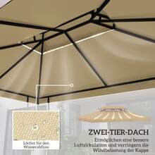 Outsunny Ersatzdach Für Pavillon 3 X 4 M Wasserabweisend Pavillondach Mit Double Ersatzbezug Für Gartenpavillon Ersatzteile Aus Polyestet-Stoff Beige - 卡其色 - 查看 6