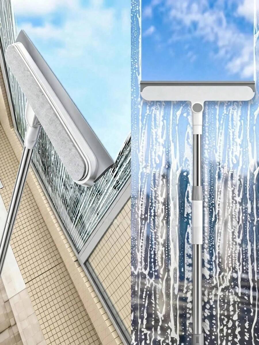 2-In-1 Glass Wiper, Bathroom Countertop Mirror Silicone Squeegee Scraper Cleaning Tool, Window Squeegee Scraper Cleaning Tool, All-Purpose Silicone Squeegee Blade, Suitable For Bathroom Countertop, Mirror, Car Windows, High-Rise Exterior Windows, Cleans Thoroughly Without Damaging Surfaces