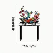 2D平面壓克力歡迎蜂鳥插樁,戶外園藝裝飾,精美喬遷禮物插樁 - S - 查看 7