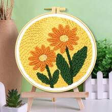 Fun Punch Needle Embroidery Complete Tool Kit, Cute Animal, Flower, Landscape Patterns, Stress Relief Handmade Craft Material Kit Gift, Includes Punch Needle + Complete Tools | With Video Tutorial - Multicolor - View 7