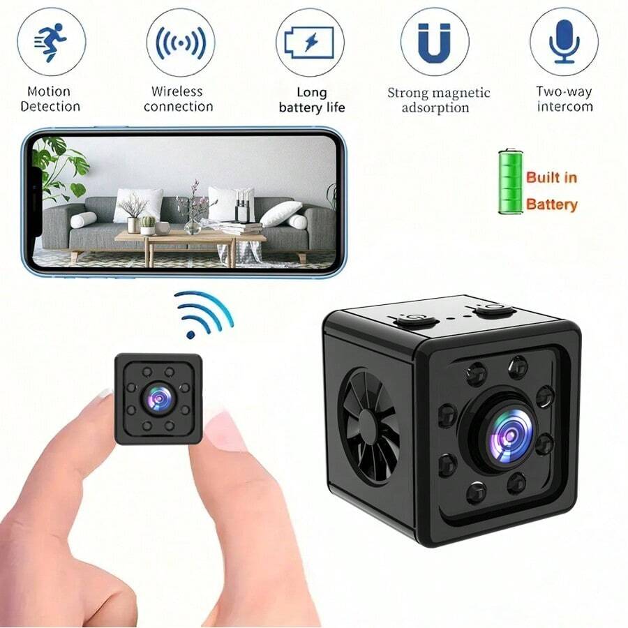 1 buah Kamera Tersembunyi Mini, Kamera Tersembunyi WiFi Nirkabel untuk Smartphone, Dengan Penglihatan Malam, Deteksi Ponsel, Tampilan Ponsel, Kamera Tersembunyi Full HD, Cocok untuk Keamanan Rumah/Kantor