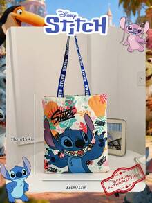 Disney 1個迪士尼官方授權史迪仔圖案帆布包，可愛卡通托特包女款，大容量可摺疊購物袋，輕便單肩包，適合學生/大學生/青少年/年輕人，適用於日常使用/外出/購物/通勤 - 彩色 - 查看 5