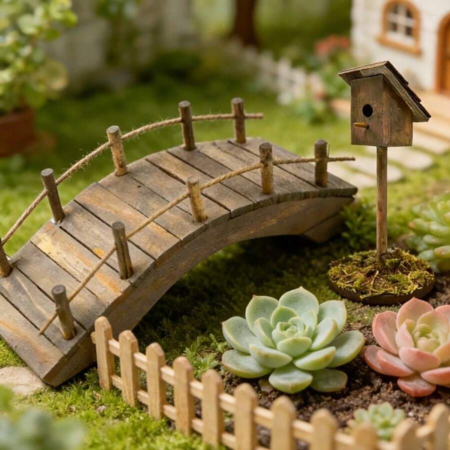 Modelo de puente en miniatura a escala 1:12, decoración de puente de arco estilo desgastado, modelo de puente mini, decoración de jardín, adorno de paisaje en miniatura