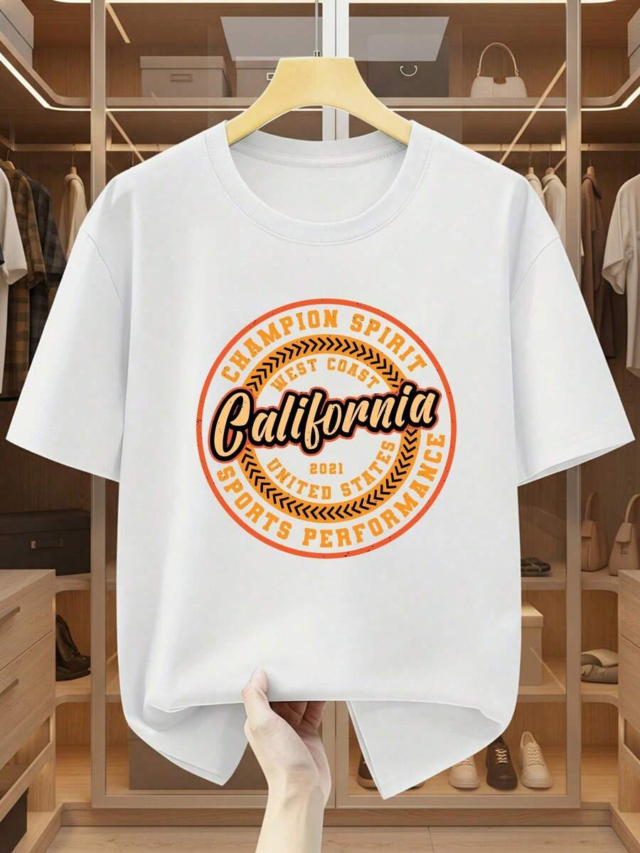 Camiseta de manga corta estilo mexicano para hombre, estilo urbano, informal, holgado, de marca de moda nicho estadounidense, 100% algodón, nueva colección de verano 2026 - Blanco - Ver 1