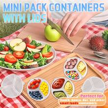 1pc/6pcs Reusable 3-Compartment Snack & Condiment Box, Leak-Proof Lid, Food Storage Container, Stackable Flip-Top Design, Suitable For Lunch, Picnic, Office, Hand Wash Only, Picnic Essential, Modern Kitchen Supplies, Durable Plastic - View 3