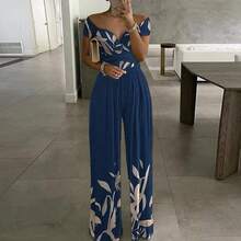 Fashionable Jumpsuit, New Spring Collection For Women, Printed, Off-The-Shoulder And High-Waisted, Elegant And Modern Style - Blue Print - View 6